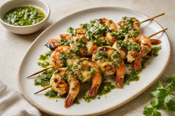 Grilled Shrimp Skewers with Chimichurri