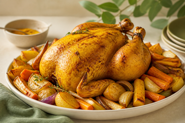 Turmeric Roasted Chicken with Root Vegetables