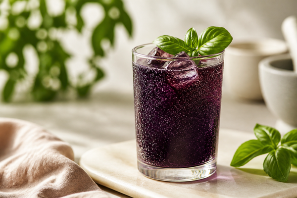 Blackberry and Basil Shrub Soda