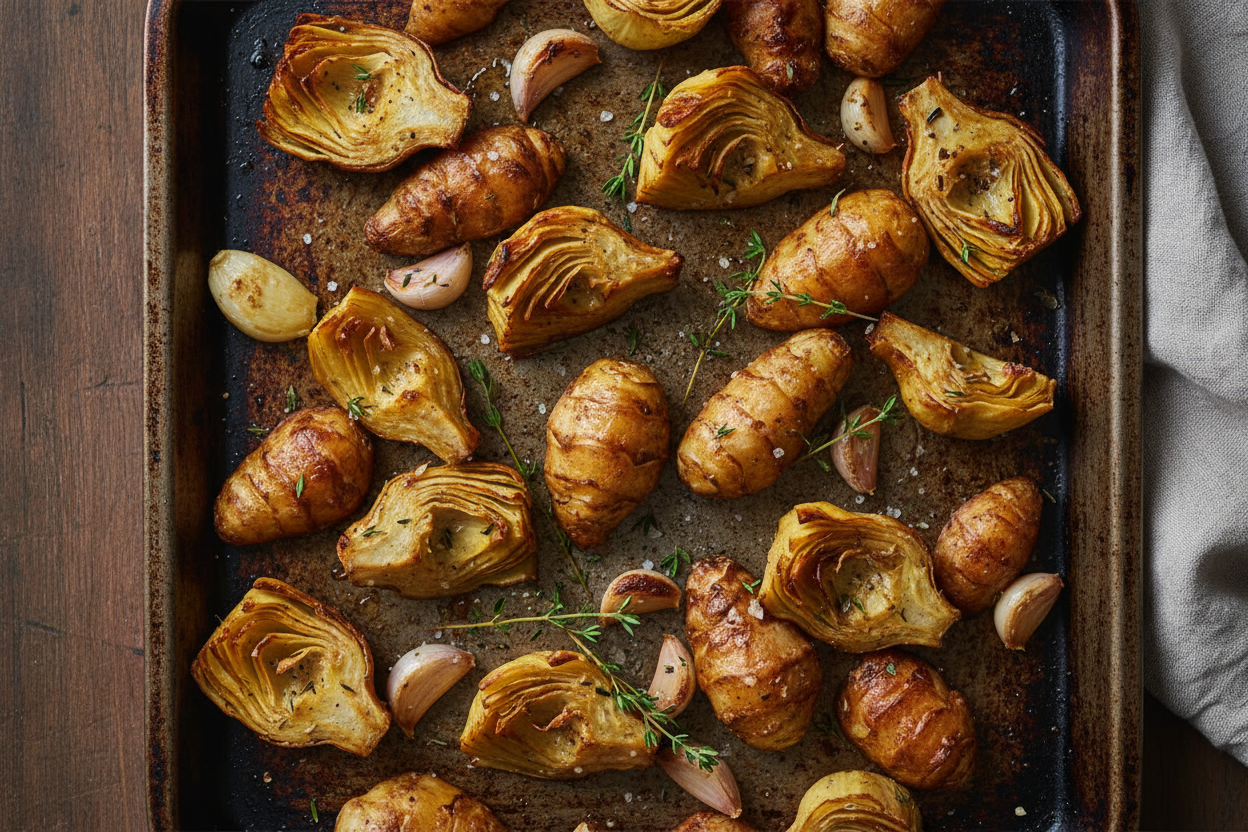 Garlic and Herb Roasted Jerusalem Artichokes