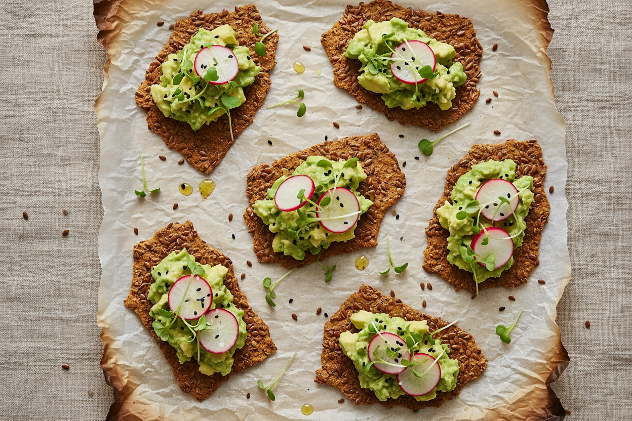 Flaxseed Crackers with Avocado