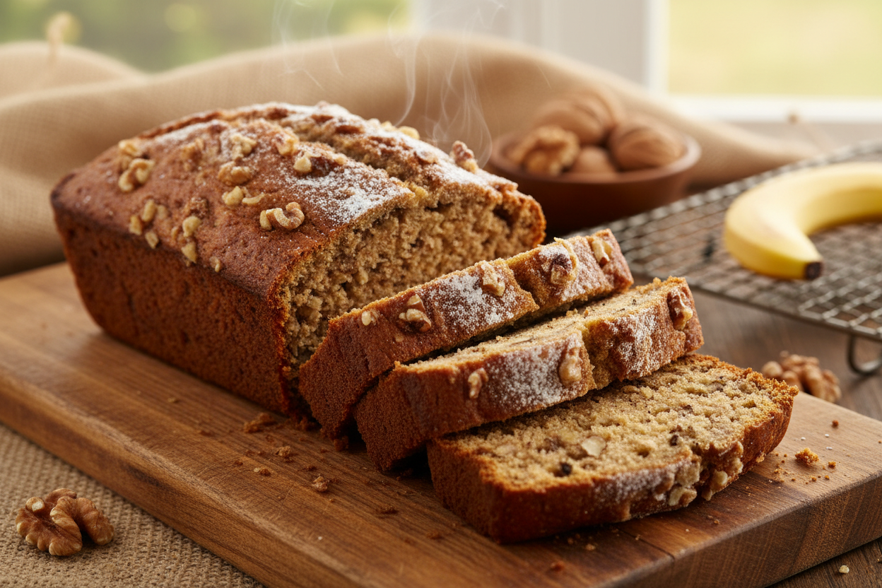 Banana Bread with Flaxseed and Walnuts