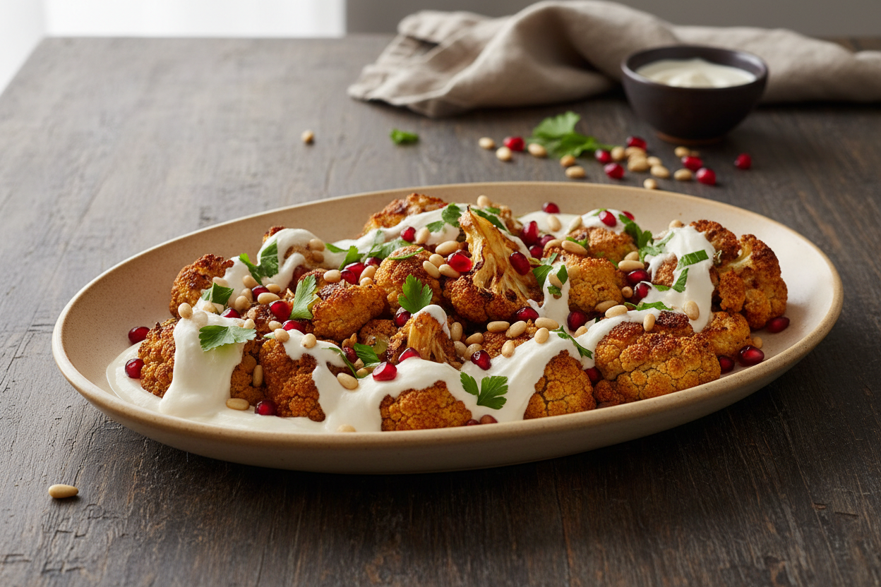 Roasted Cauliflower with Tahini and Herbs