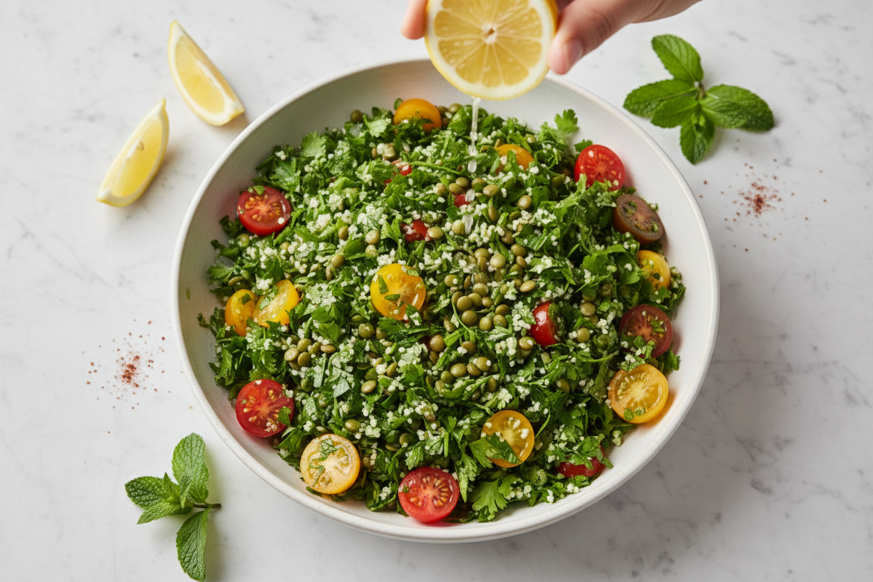 Lentil Tabbouleh with Mint and Lemon