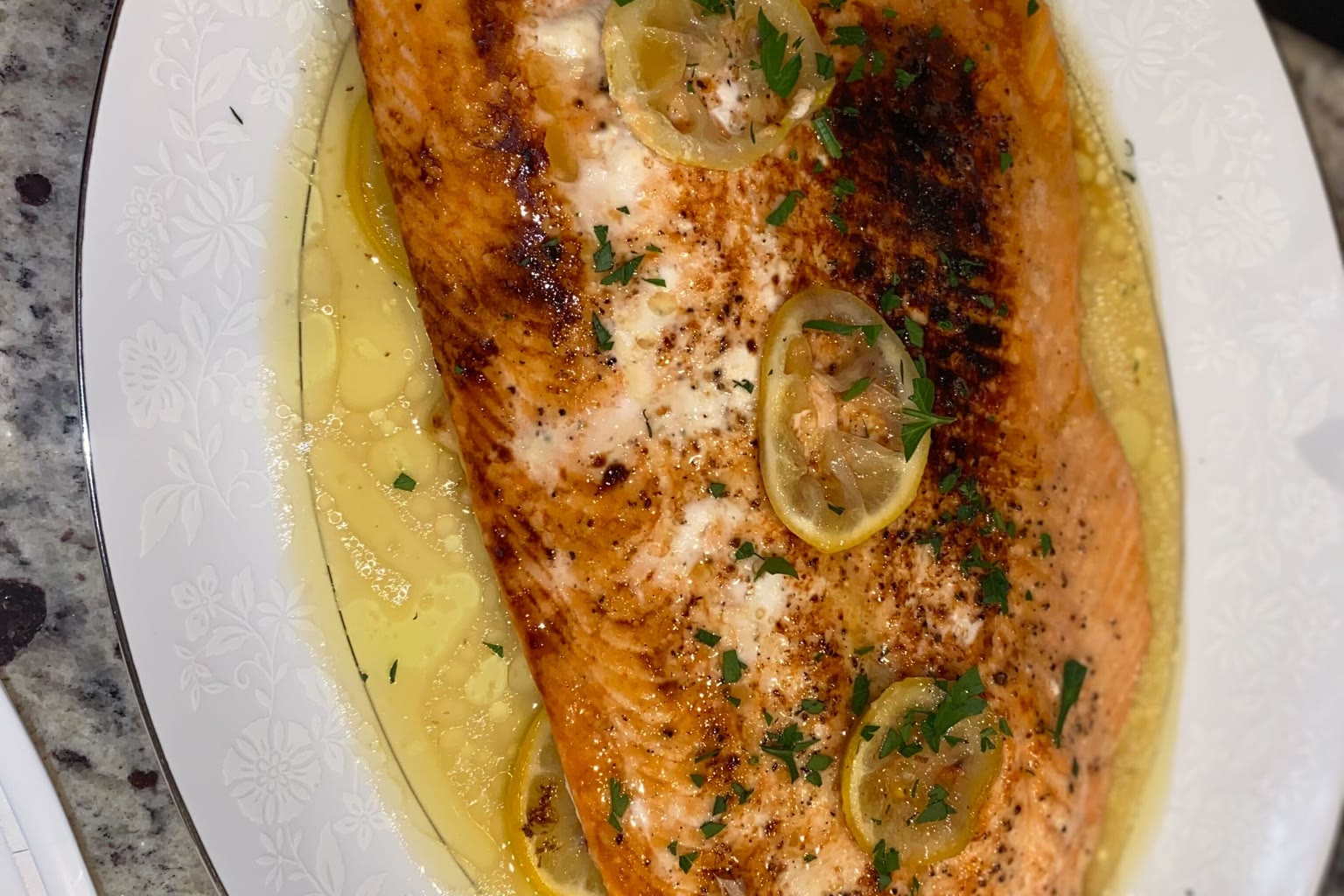 Air fryer salmon with lemon garlic