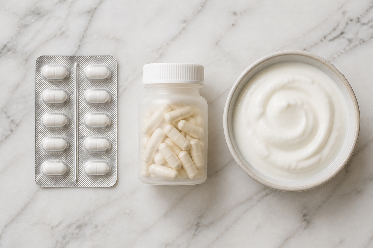 Flat lay of an antibiotic blister pack