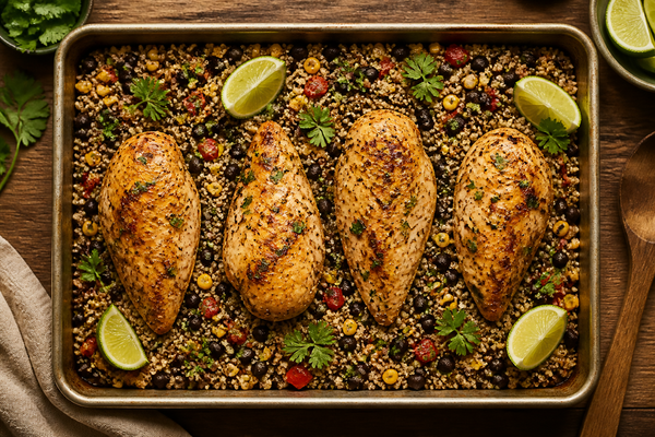 Baked Chicken Breast with Quinoa and Black Beans