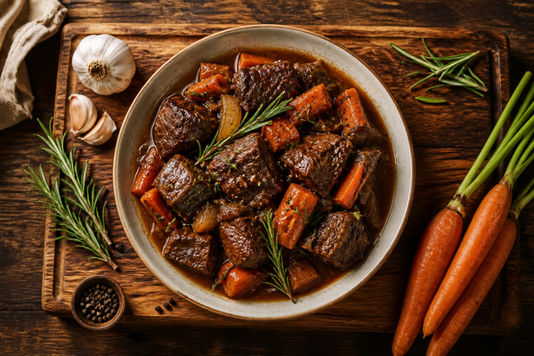 Braised Beef with Carrots and Rosemary