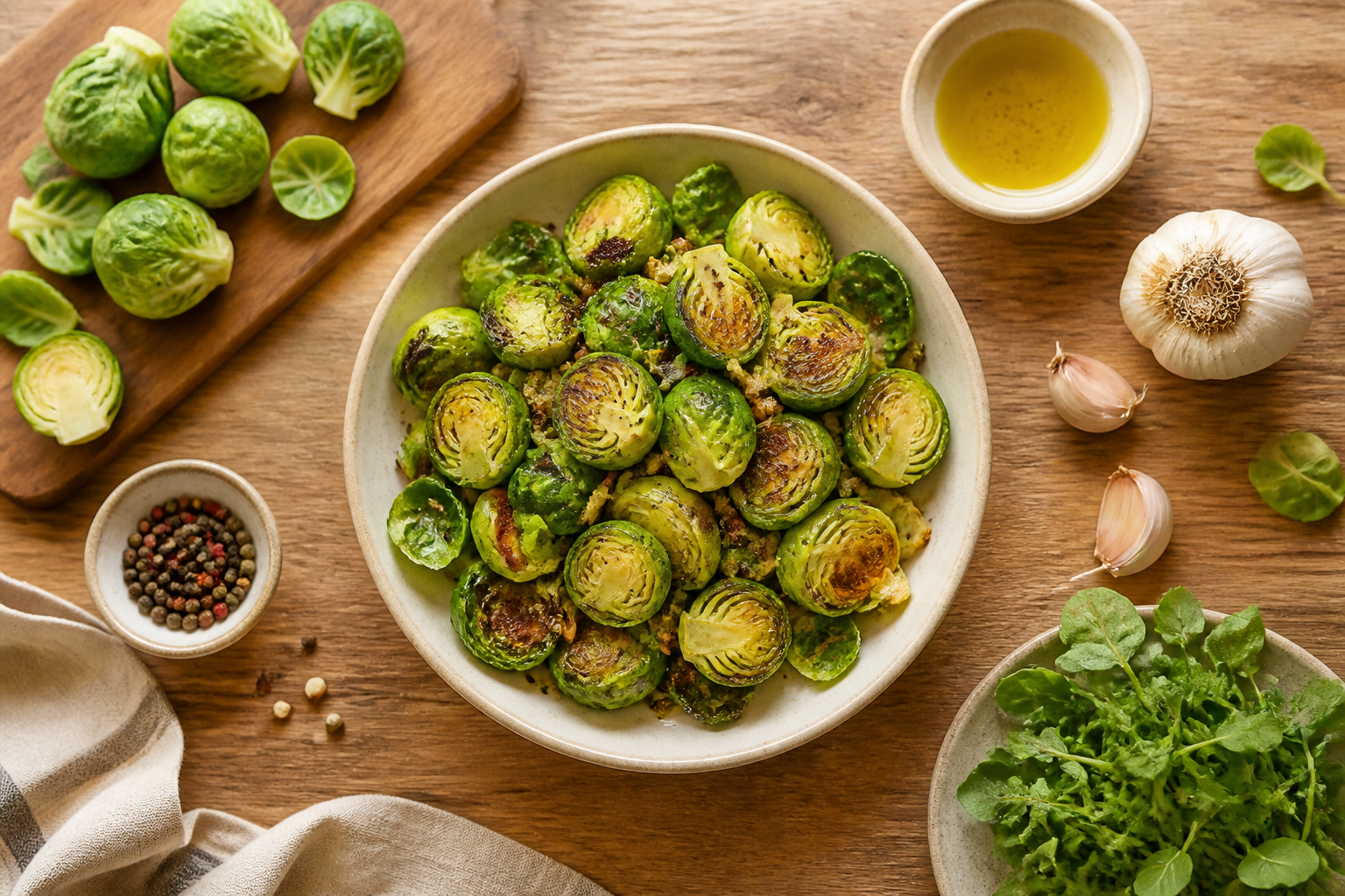 Overhead editorial still life related to Brussels Sprouts Deserve a Second Chance