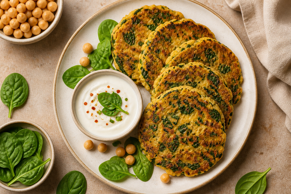 Chickpea Pancakes with Spinach