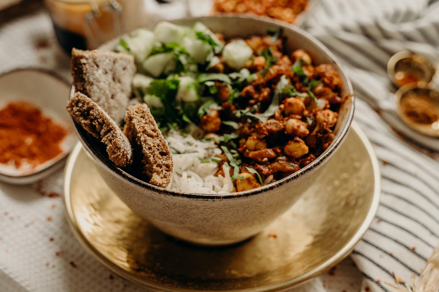 Cold rice vegetable salad with lime