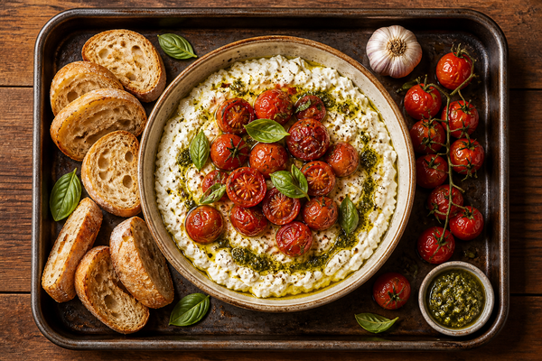 Cottage Cheese Bowl with Roasted Tomatoes and Pesto