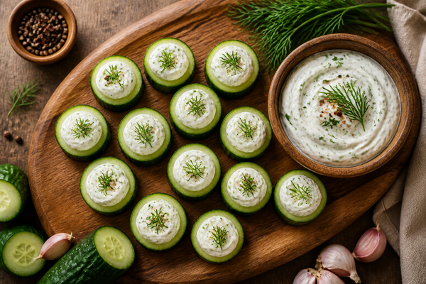 Cucumber Bites with Herbed Yogurt and Dill