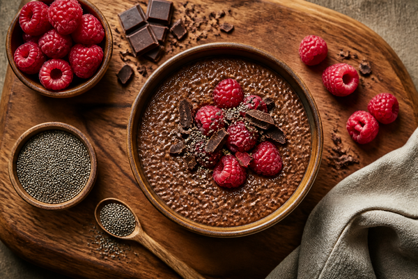 Dark Chocolate Raspberry Chia Pudding