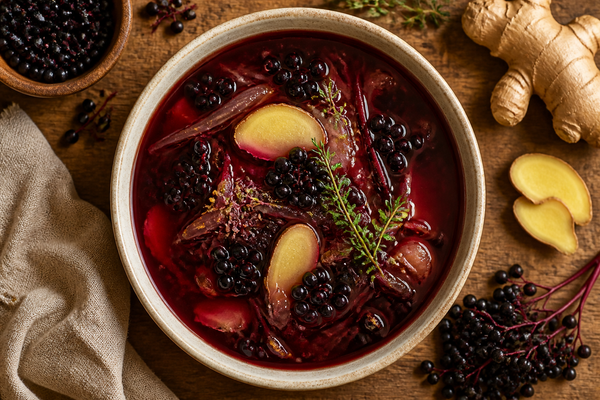 Elderberry Ginger Immune Tonic Soup