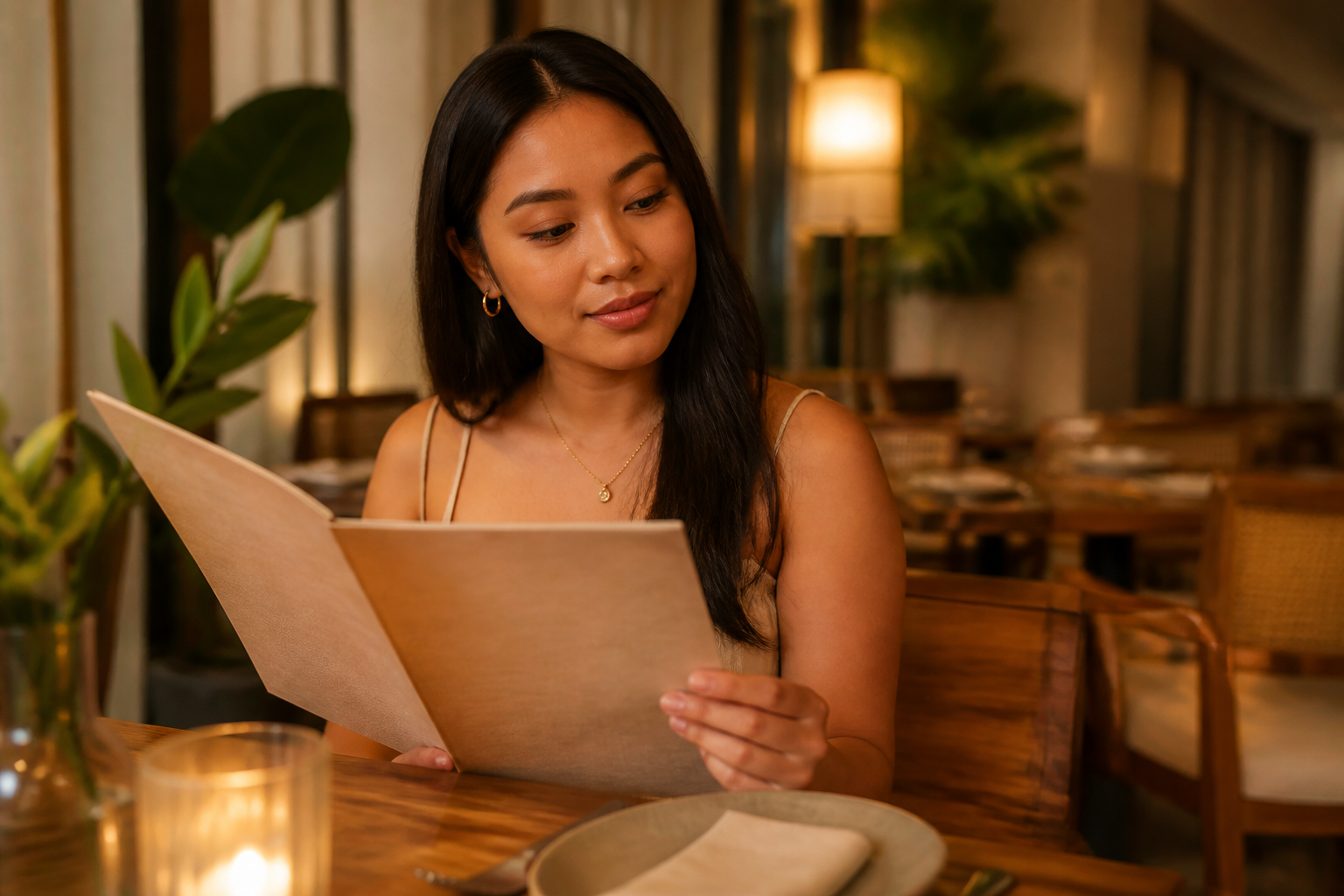 Filipino woman at a restaurant