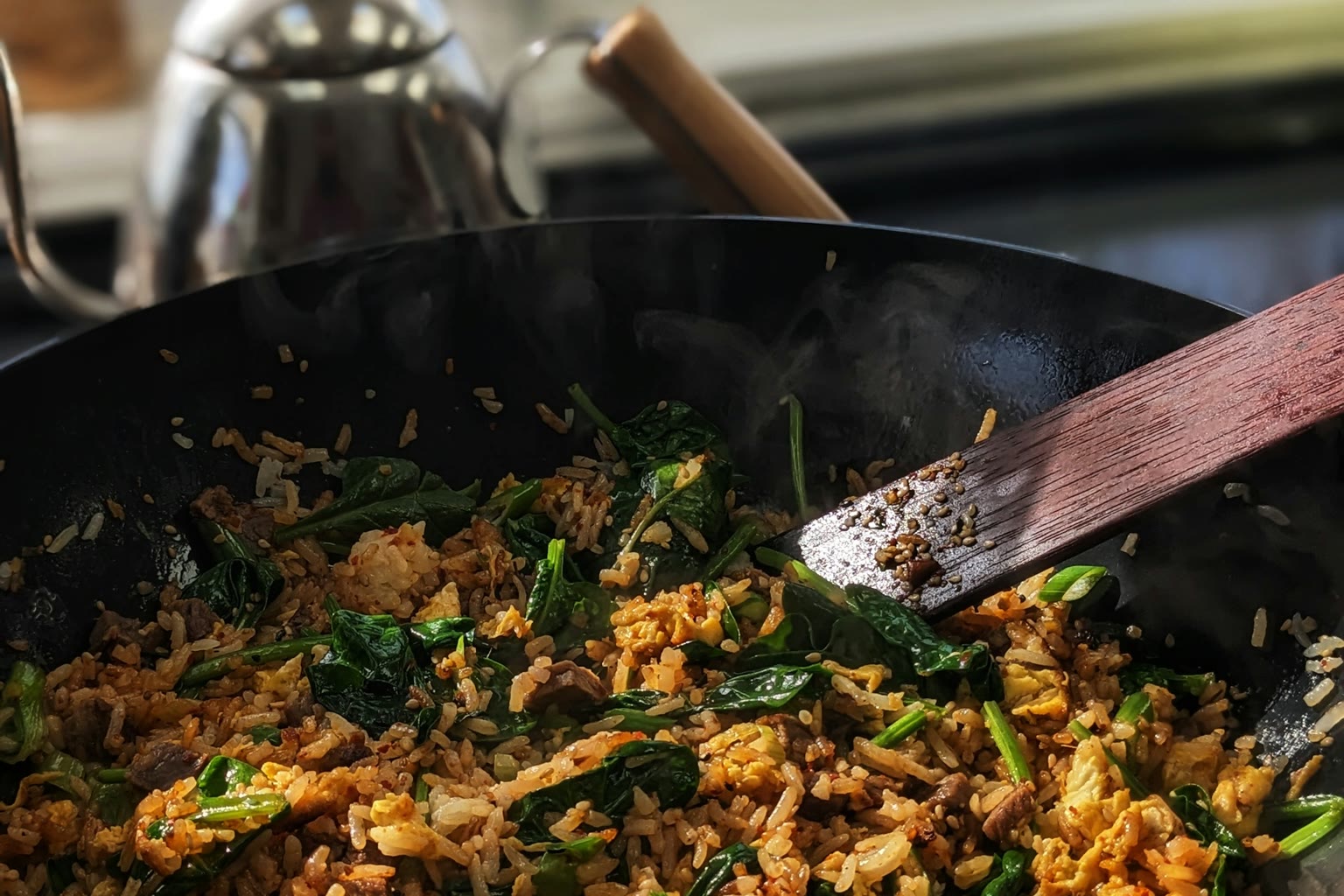 Four cooking methods pans on stovetop
