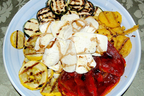 Grilled Corn, Zucchini, and Bell Pepper Salad with Herb Oil