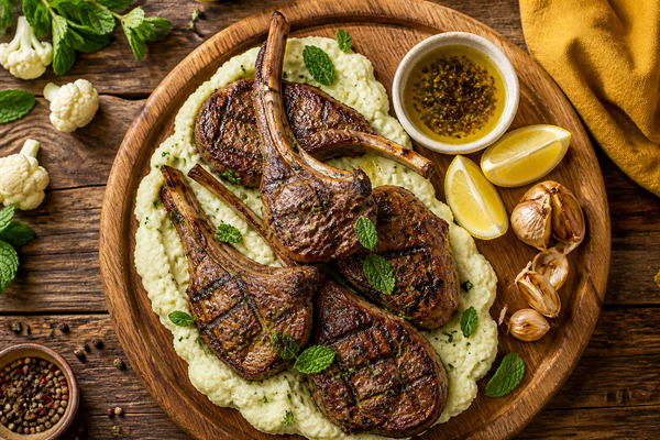 Grilled Lamb Chops with Mint Cauliflower Mash