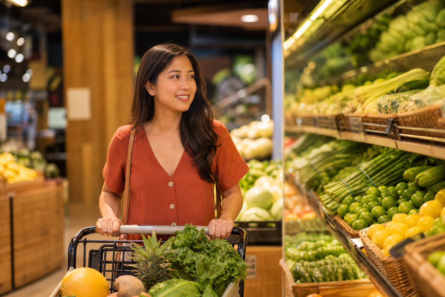 Filipino woman in a grocery store