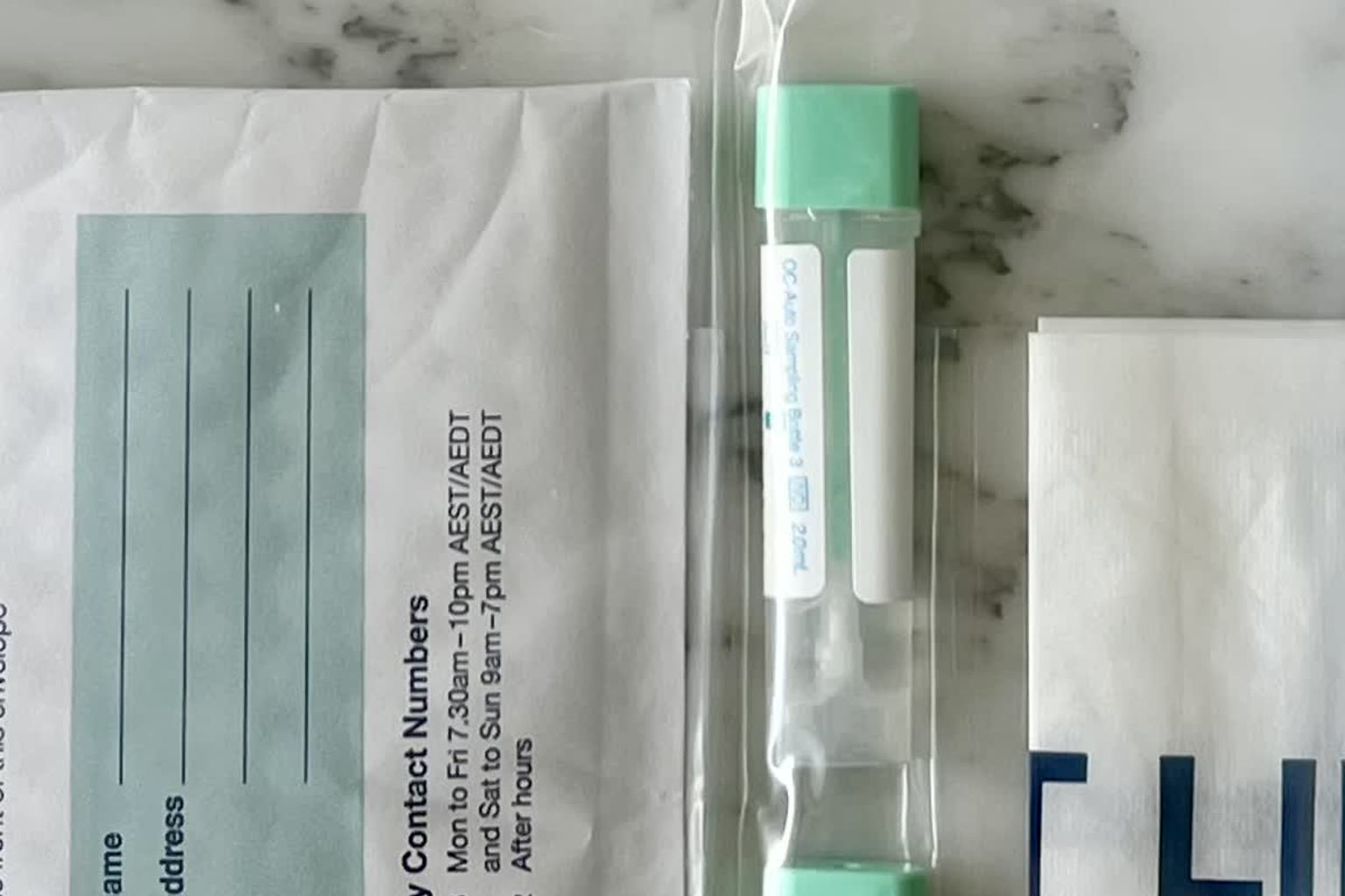 Gut test kit and report flat lay