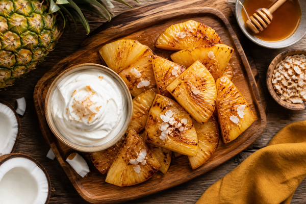Honey Glazed Pineapple with Coconut Whipped Cream