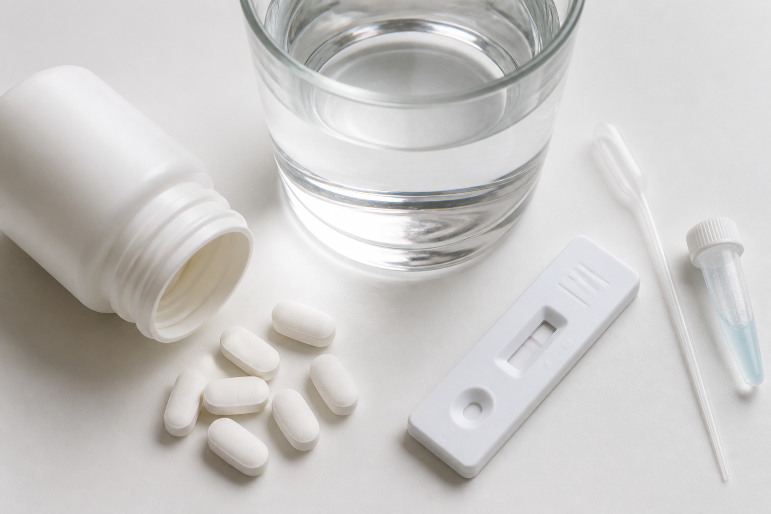 Close-up flat lay of a stomach medication bottle