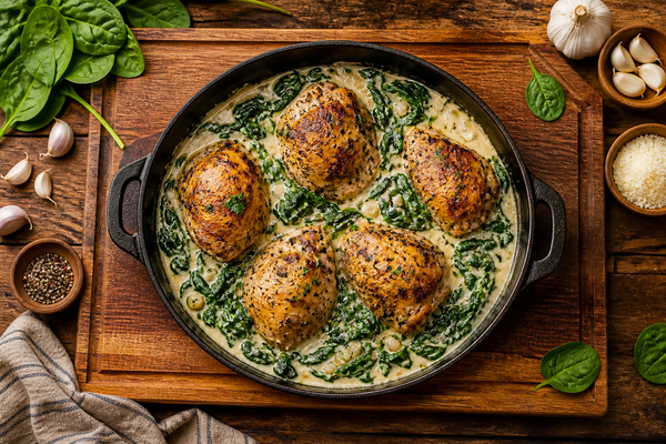 Keto Chicken Thighs with Creamy Spinach