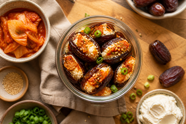 Kimchi Cream Cheese Stuffed Dates