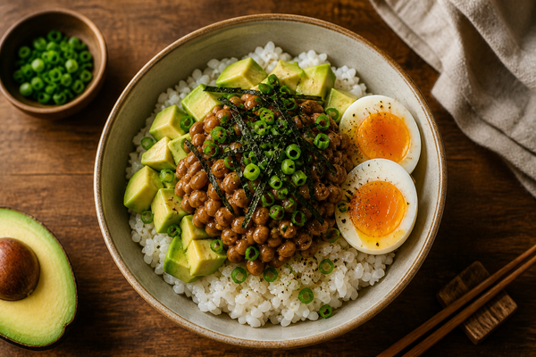 Natto Avocado Rice Bowl