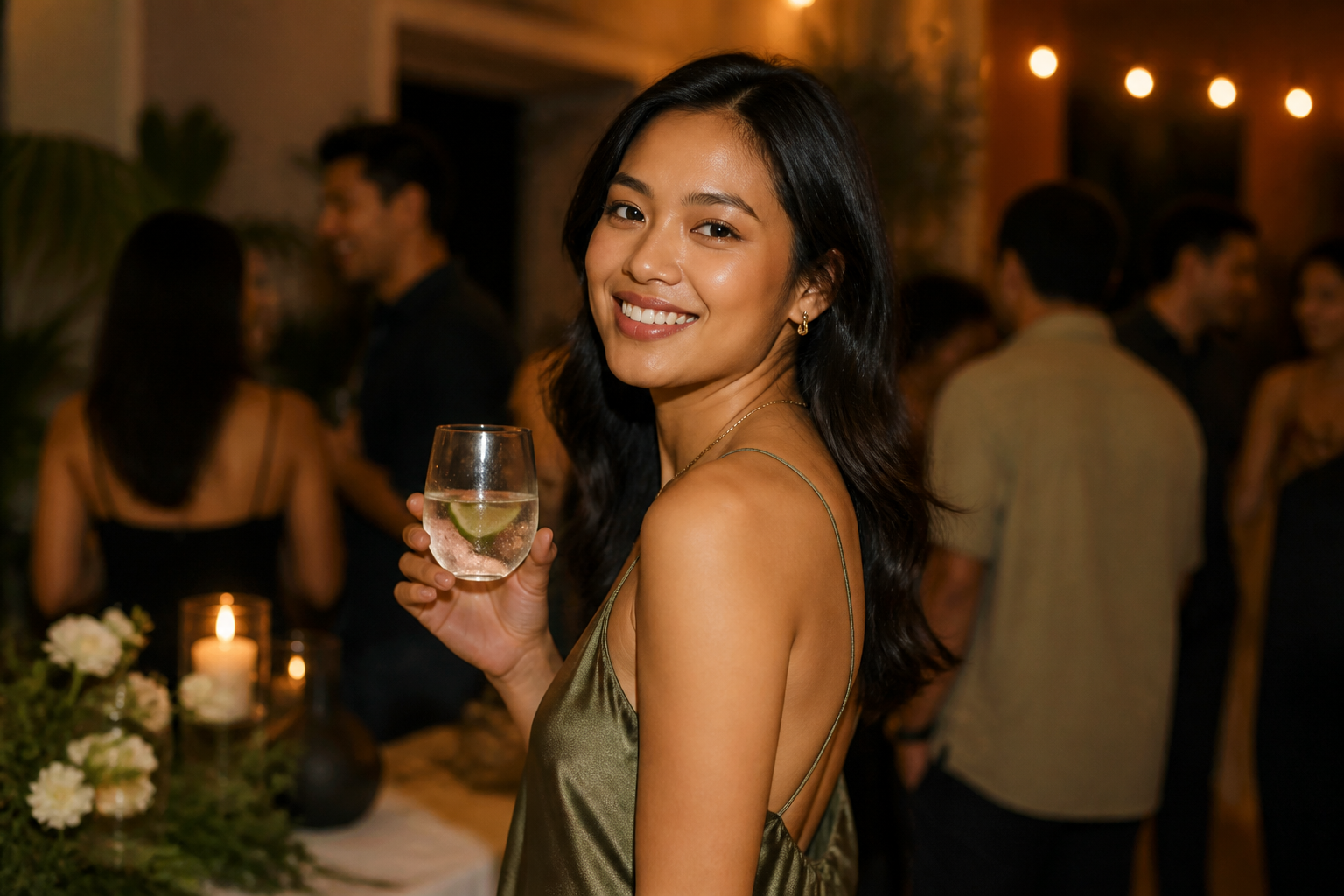 Filipino woman at a party