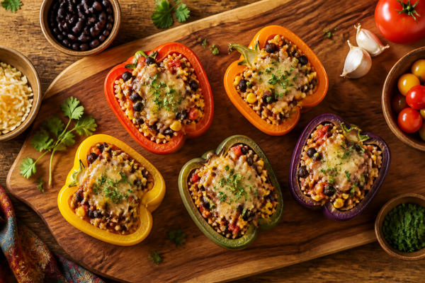 Rainbow Stuffed Bell Peppers