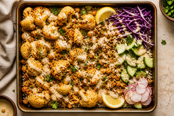 Roasted Cauliflower Chickpea Bowl with Tahini