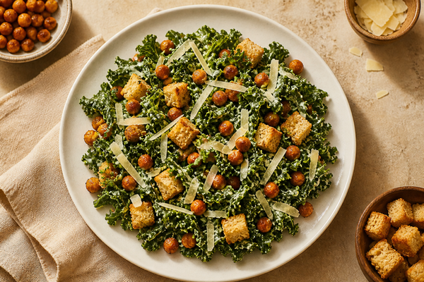 Roasted Chickpea and Kale Caesar-Style Salad
