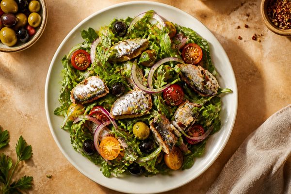 Sardine and Arugula Mediterranean Salad