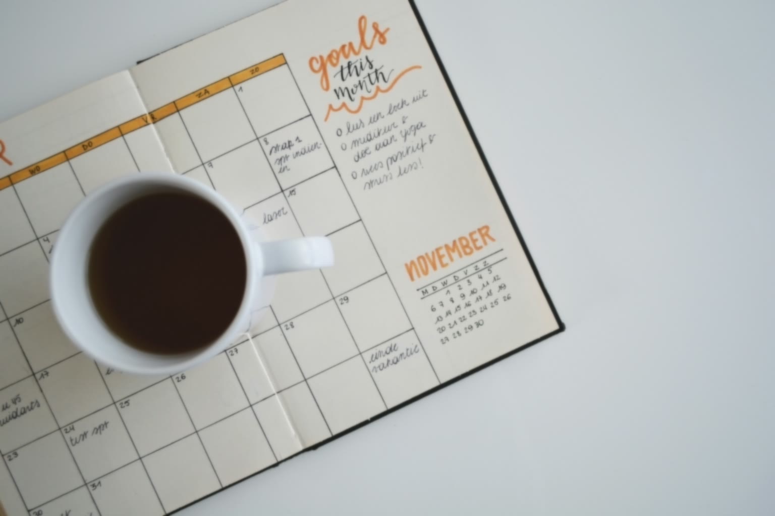 Calendar with checkmarks then blank days