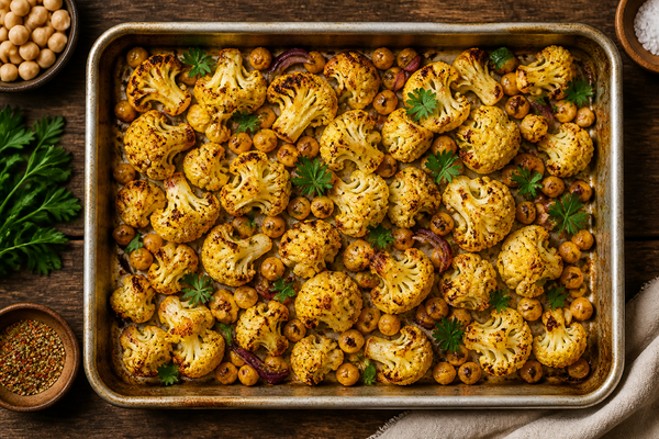 Sheet Pan Roasted Cauliflower and Chickpeas