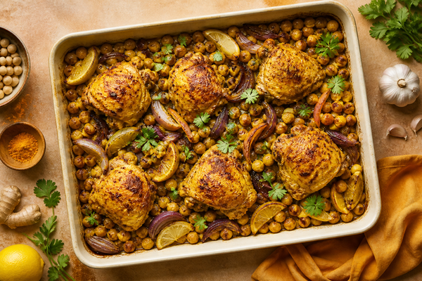 Slow-Roasted Turmeric Chicken and Chickpea Bake