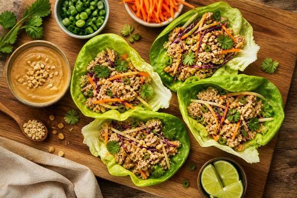 Turkey Lettuce Wraps with Peanut Sauce